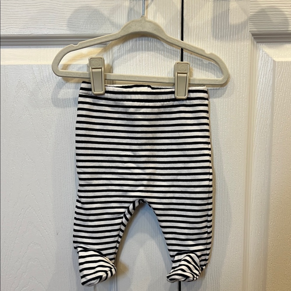 Jacadi Footed Striped Pants Navy Blue and White‎ Size 6 Months